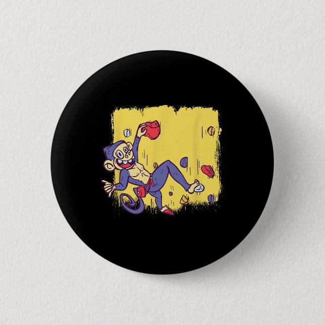 Funny Monkey Bouldering And Rock Climbing  Button (Front)