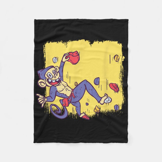 Funny Monkey Bouldering And Rock Climbing  Fleece Blanket (Front)