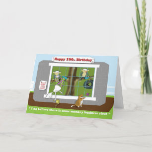 funny monkey business 100th Birthday card
