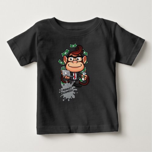 Funny Monkey Business Baby T_Shirt