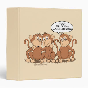 Funny Monkey Cartoon Design 3 Ring Binder