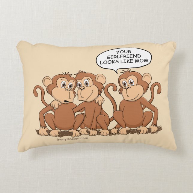 Funny Monkey Cartoon Design Accent Pillow (Front)