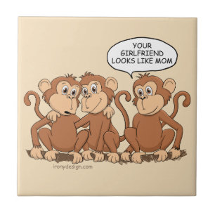 Funny Monkey Cartoon Design Ceramic Tile
