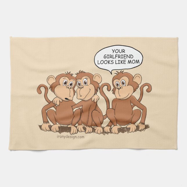 Funny Monkey Cartoon Design Kitchen Towel (Horizontal)