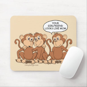 Funny Monkey Cartoon Design Mouse Pad