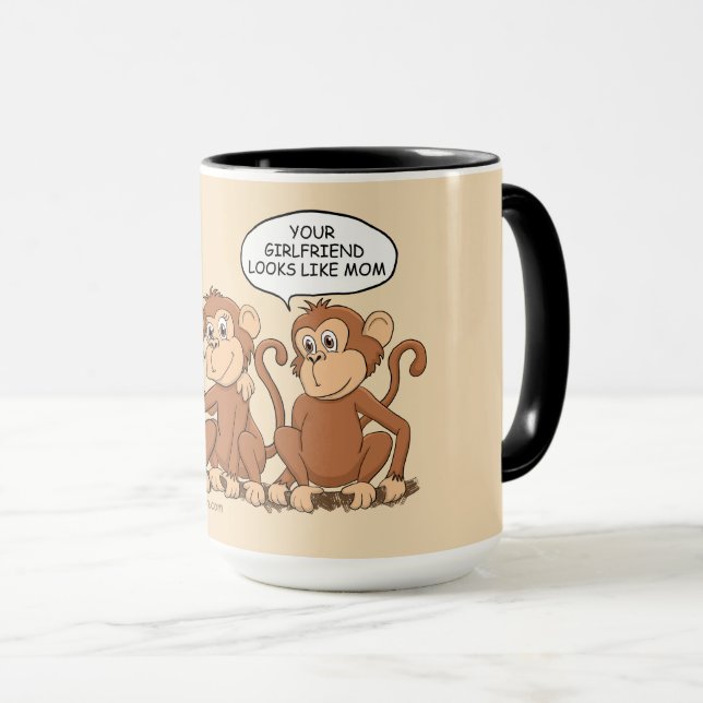 Funny Monkey Cartoon Design Mug (Front Right)