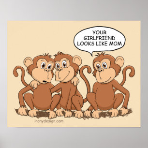 Funny Monkey Cartoon Design Poster
