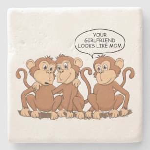 Funny Monkey Cartoon Design Stone Coaster