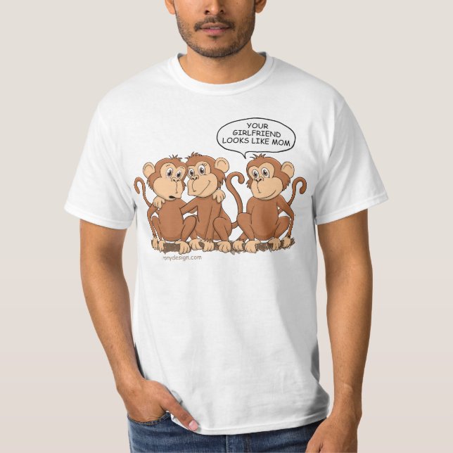 Funny Monkey Cartoon Design T-Shirt (Front)