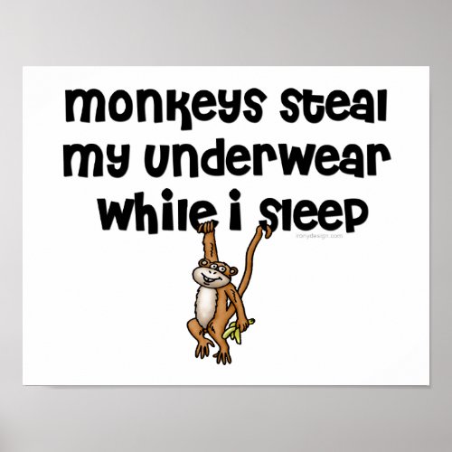 Funny Monkey Cartoon Joke Poster