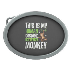 Funny Monkey Costume Halloween Vector Belt Buckle