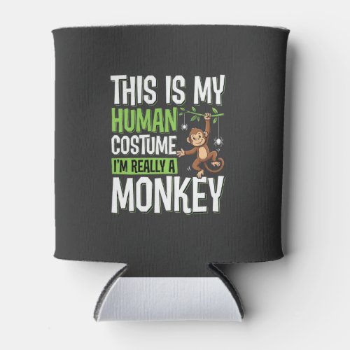 Funny Monkey Costume Halloween Vector Can Cooler
