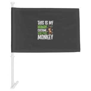 Funny Monkey Costume Halloween Vector Car Flag