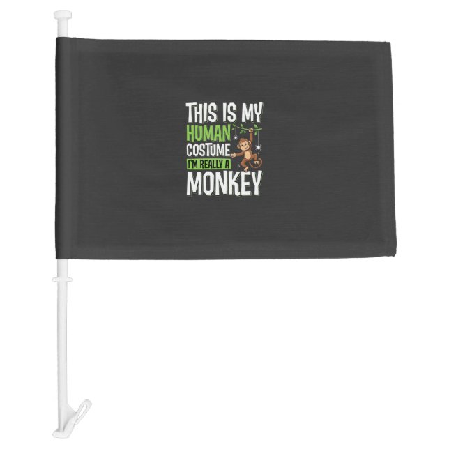 Funny Monkey Costume Halloween Vector Car Flag (Front)