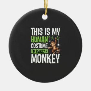 Funny Monkey Costume Halloween Vector Ceramic Ornament