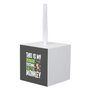 Funny Monkey Costume Halloween Vector Cube Ornament