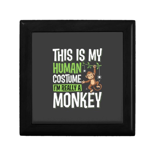 Funny Monkey Costume Halloween Vector Gift Box (Front)