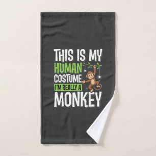 Funny Monkey Costume Halloween Vector Hand Towel