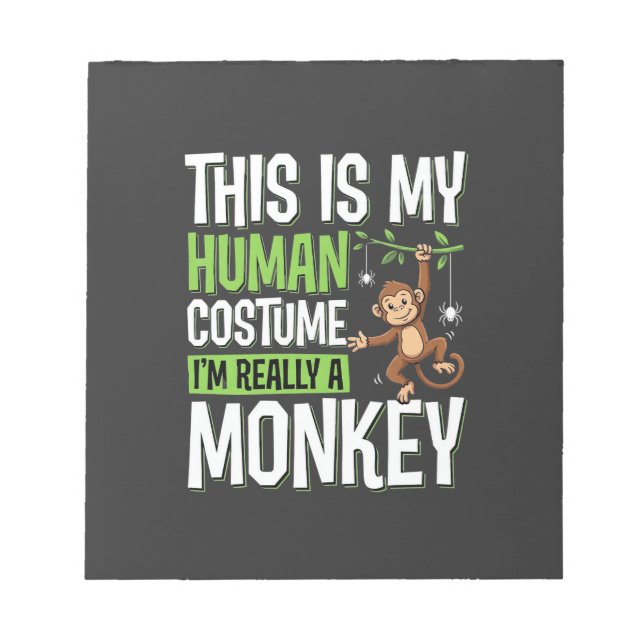 Funny Monkey Costume Halloween Vector Notepad (Front)