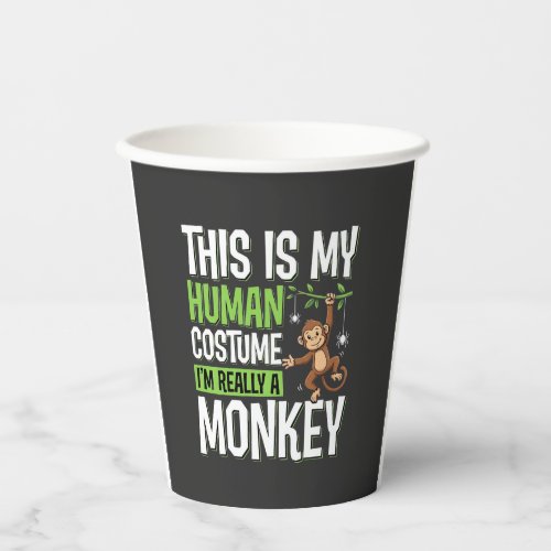 Funny Monkey Costume Halloween Vector Paper Cups
