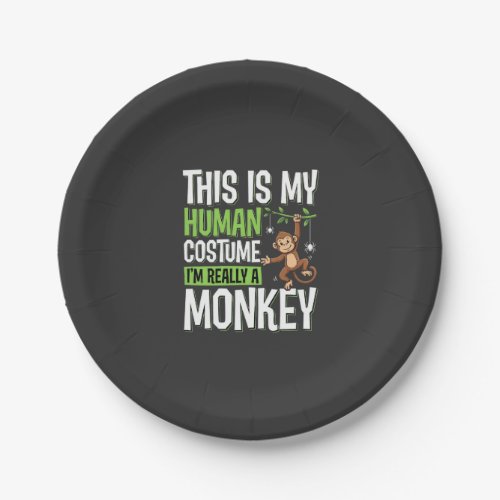 Funny Monkey Costume Halloween Vector Paper Plates