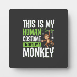 Funny Monkey Costume Halloween Vector Plaque