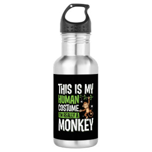 Funny Monkey Costume Halloween Vector Stainless Steel Water Bottle