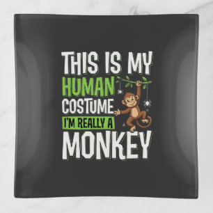 Funny Monkey Costume Halloween Vector Trinket Tray