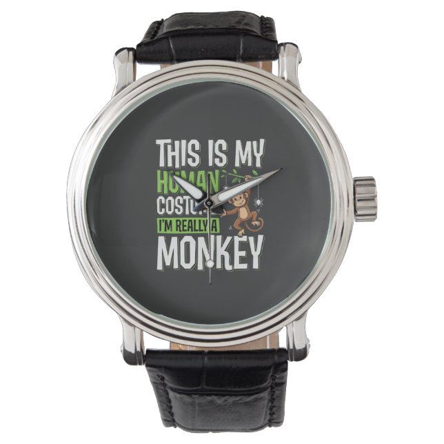 Funny Monkey Costume Halloween Vector Watch (Front)