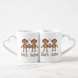 Funny Monkey Couple Matching Valentines Mugs