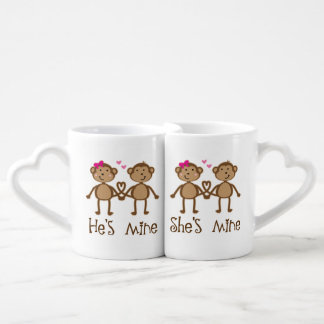 Funny Monkey Couple Matching Valentines Mugs