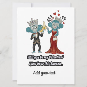 Funny Monkey Couple Valentine's Day Holiday Card