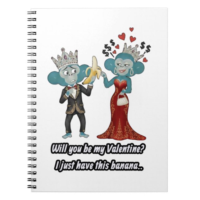Funny Monkey Couple Valentine's Day Notebook (Front)