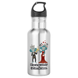 Funny Monkey Couple Valentine's Day Stainless Steel Water Bottle