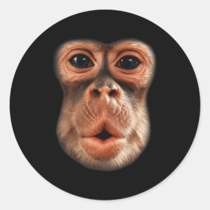 Funny Monkey Face Breath Men Boy Kid Halloween Cos Classic Round Sticker