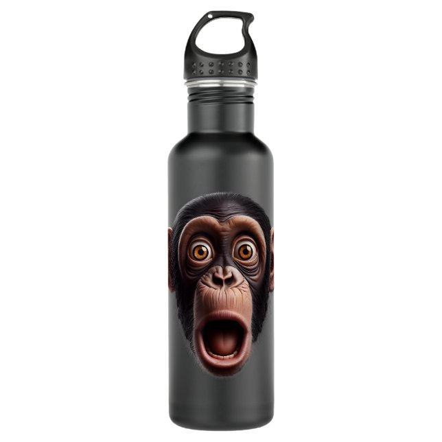 Funny Monkey Face chimpanzee Stainless Steel Water Bottle (Front)
