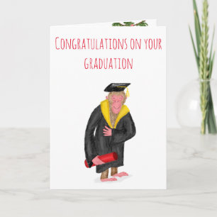 Funny monkey graduation congratulations card