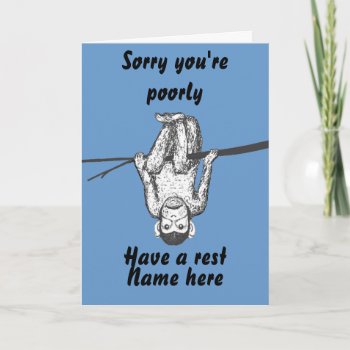 Funny Monkey Hanging Out Get Well Card Customize by artistjandavies at Zazzle