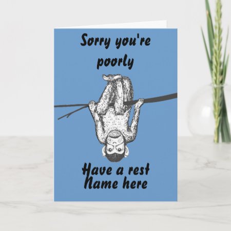 Funny Monkey Hanging Out Get Well Card Customize