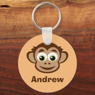 Funny monkey head cartoon personalized kid's keychain
