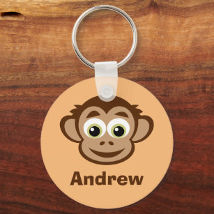 Funny monkey head cartoon personalized kid's keychain