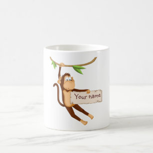 Funny monkey holding Your Text Coffee Mug