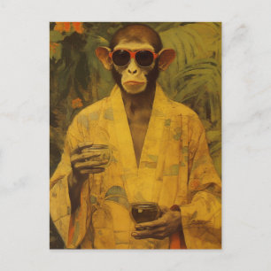 Funny Monkey in a Yellow Robe Postcard