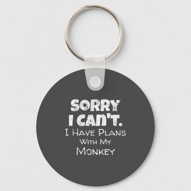Funny Monkey Lover Quote Design - Plans With My Mo Keychain (Front)
