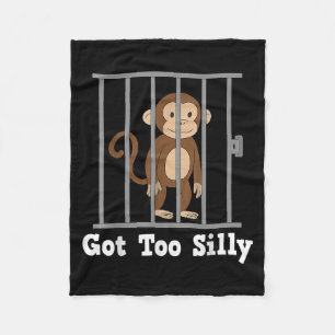 Funny Monkey Meme Got Too Silly Humor Men Women Ki Fleece Blanket