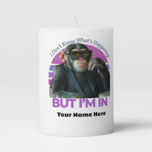 Funny Monkey Meme   Retro Minimalist Pillar Candle