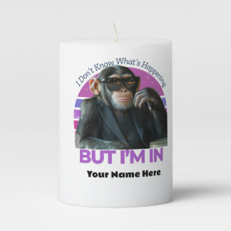 Funny Monkey Meme | Retro Minimalist Pillar Candle
