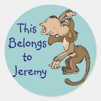 Funny Monkey Name Tag Stickers