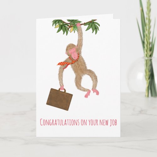 Funny monkey new job congratulations card