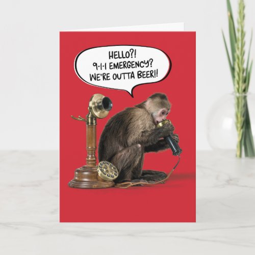 Funny Monkey Out of Beer Birthday
